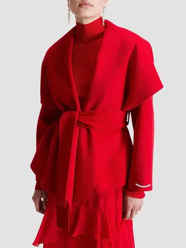 Marella Women's Soft Double Sided Wool Jacket - Red | Thumbnail 3