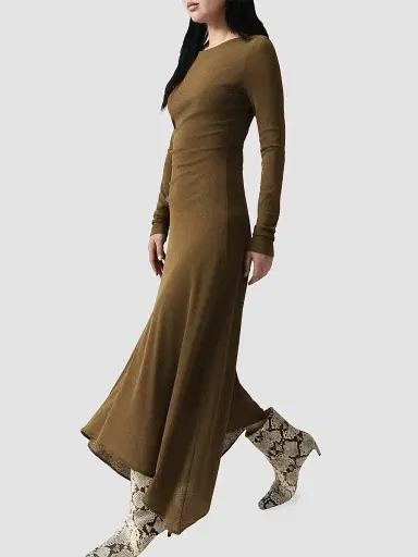 Marella Women's Jersey Tulle Dress - Oil Green | Thumbnail 3