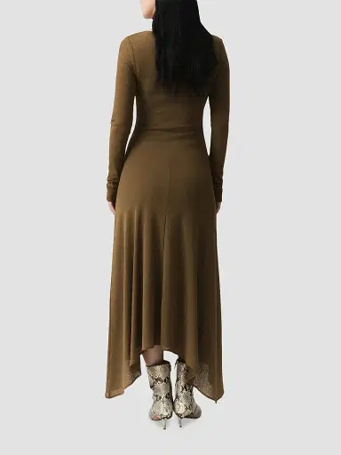 Marella Women's Jersey Tulle Dress - Oil Green | Thumbnail 4