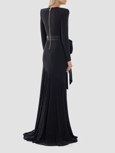 Zhivago Women's Portrait Of A Siren Bow Jersey Gown - Black - Size 14 | Thumbnail 3