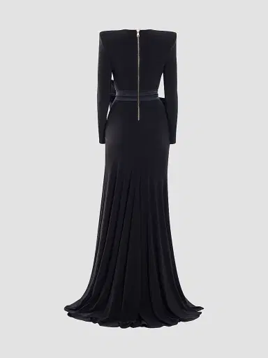 Zhivago Women's Portrait Of A Siren Bow Jersey Gown - Black - Size 14 | Thumbnail 5