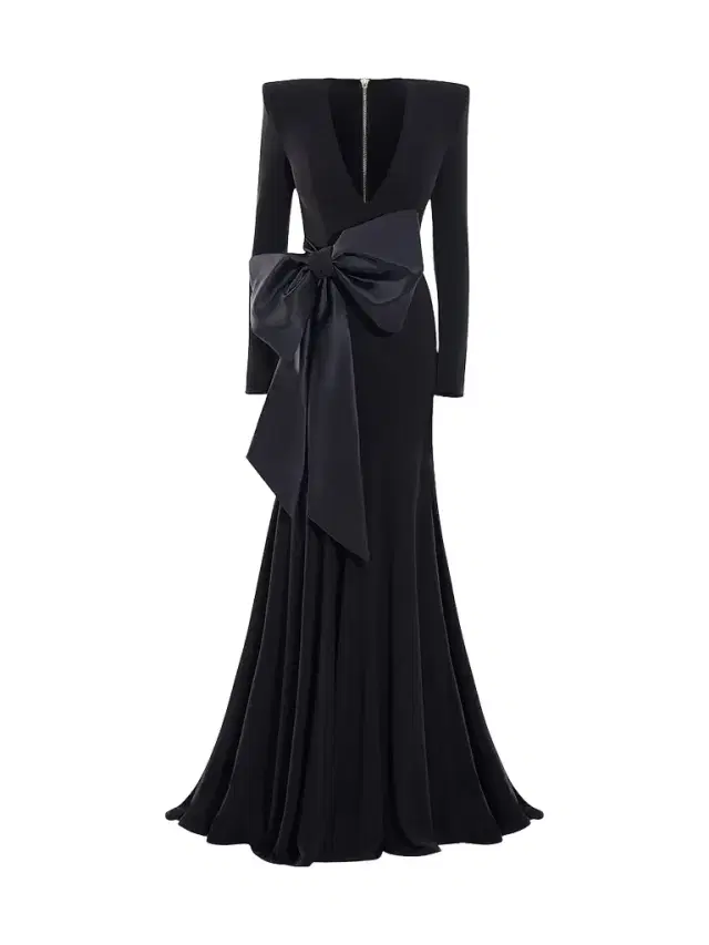 Zhivago Women's Portrait Of A Siren Bow Jersey Gown - Black - Size 14