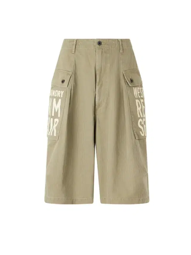 KAPITAL Wide-Leg Printed Herringbone Cotton Shorts - Men