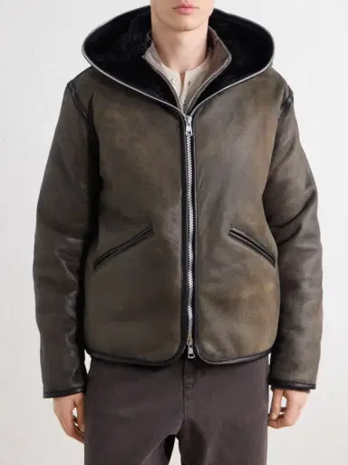 Our Legacy Full Zip Hooded Shearling Jacket - Men | Thumbnail 3