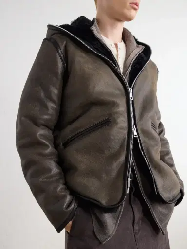 Our Legacy Full Zip Hooded Shearling Jacket - Men | Thumbnail 5