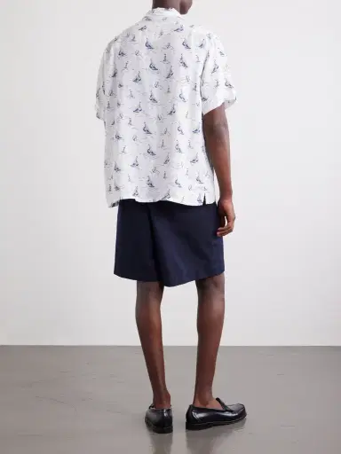 Polo Ralph Lauren Logo-Embroidered Printed Linen Shirt - Men | Thumbnail 4