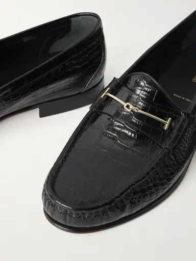 Tom Ford Oscar T-Embellished Croc-Embossed Leather Loafers - Men | Thumbnail 5