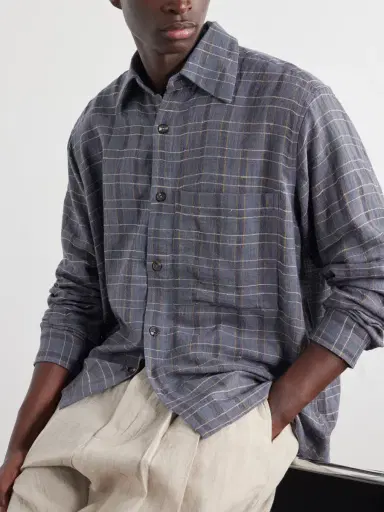 Kartik Research Checked Cotton and Silk-Blend Shirt - Men | Thumbnail 5 Kartik Research Checked Cotton and Silk-Blend Shirt - Men | Thumbnail 5