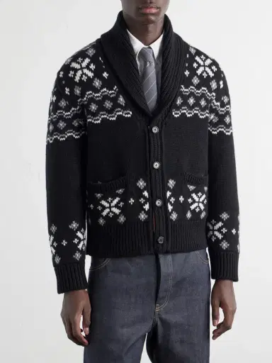 Thom Browne Shawl-Collar Jacquard-Knitted Cashmere Cardigan - Men | Thumbnail 3