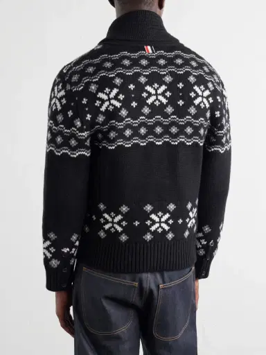 Thom Browne Shawl-Collar Jacquard-Knitted Cashmere Cardigan - Men | Thumbnail 4