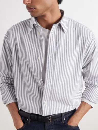 NN07 Colby 5910 Button-Down Collar Striped Organic-Cotton Oxford Shirt - Men | Thumbnail 5