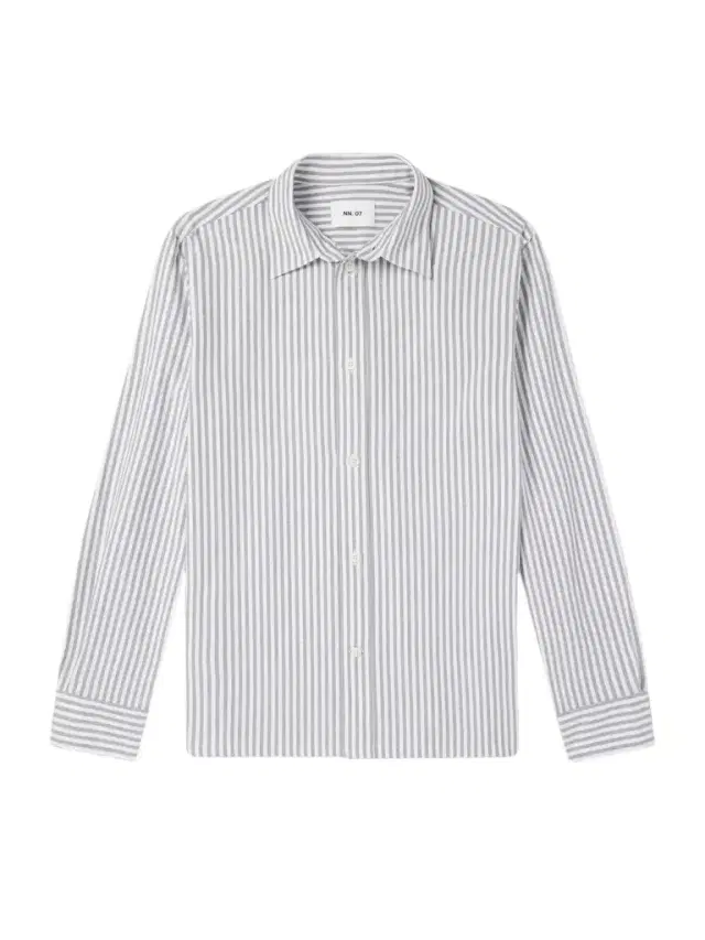 NN07 Colby 5910 Button-Down Collar Striped Organic-Cotton Oxford Shirt - Men