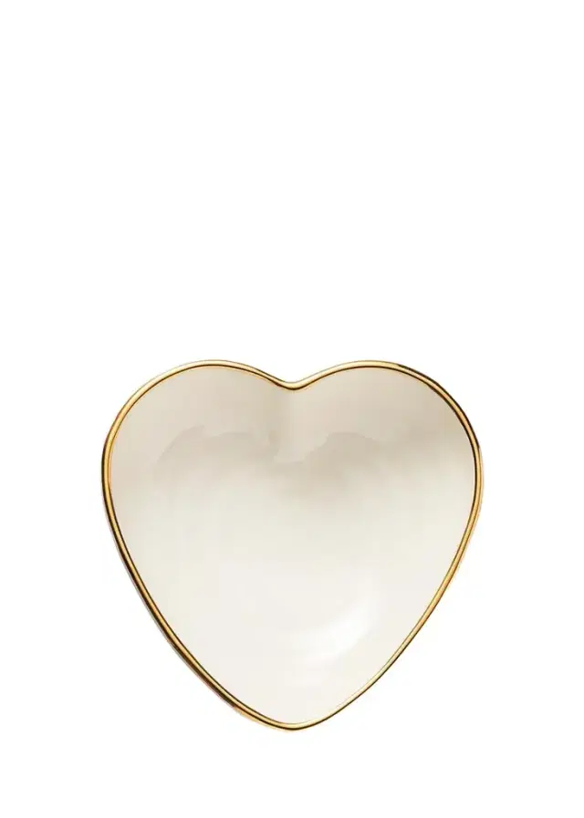AERIN Ribbed 24K-Gold Rim Heart Dish