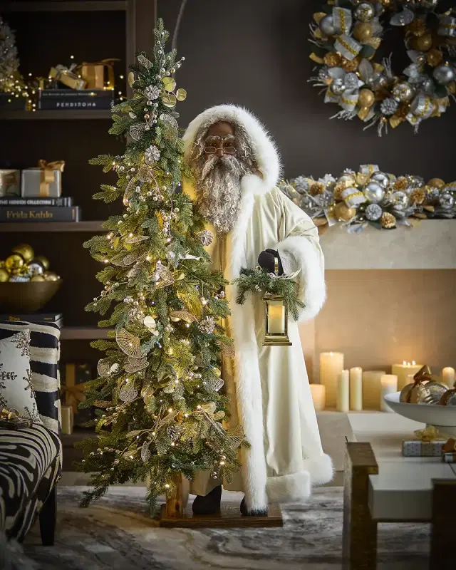 Ditz Designs All That Sparkles Black Santa Christmas Decor, 57"