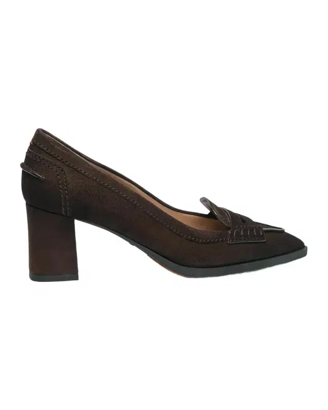Santoni 65mm Florinda Suede Penny Loafer Pumps