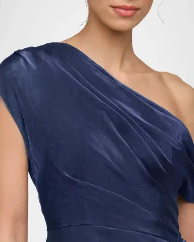 THEIA Avalina Draped Organza Lame Peplum Gown | Thumbnail 5