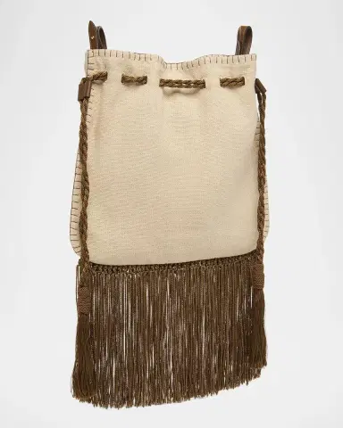 Valentino Garavani Fringed Floral-Embroidered Pouch Shoulder bag | Thumbnail 4