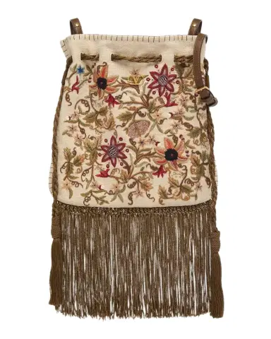 Valentino Garavani Fringed Floral-Embroidered Pouch Shoulder bag | Thumbnail 1