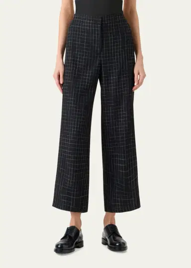 Akris punto High-Rise Check Straight-Leg Ankle Pants | Thumbnail 3 Akris punto High-Rise Check Straight-Leg Ankle Pants | Thumbnail 3