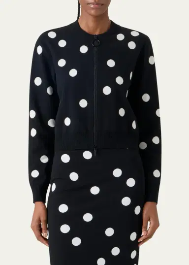 Akris punto Polka Dot Wool Zip Cardigan | Thumbnail 4