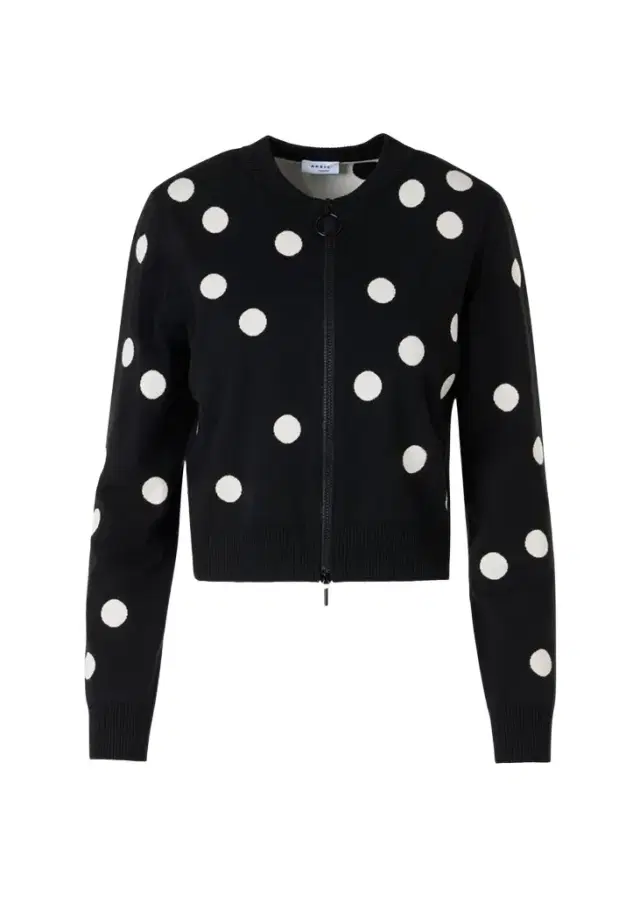 Akris punto Polka Dot Wool Zip Cardigan