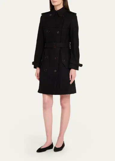 Burberry Foxfield Lace Double-Breasted Short Trench Jacket | Thumbnail 4