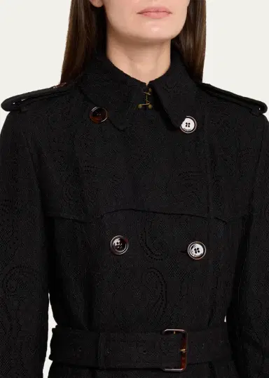 Burberry Foxfield Lace Double-Breasted Short Trench Jacket | Thumbnail 5