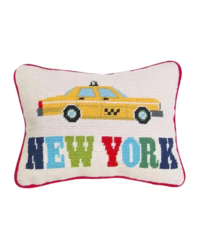 Jonathan Adler Jet Set New York Needlepoint Pillow, 9" x 12"