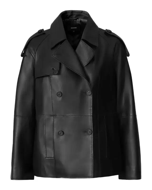 Mackage Dolores Double-Breasted Leather Jacket