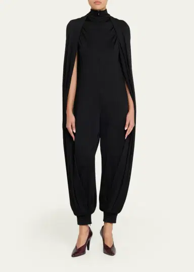 ALAÏA Jersey Wool-Blend Bat Jumpsuit | Thumbnail 2
