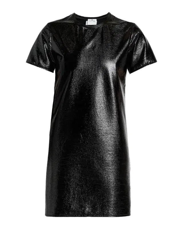 Courreges Shiny Vinyl Short-Sleeve Mini Dress