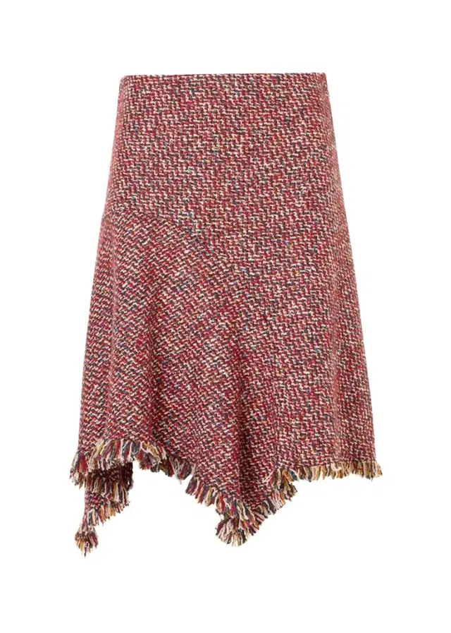 Akris punto Fringed Wool-Blend Tweed Asymmetric Skirt