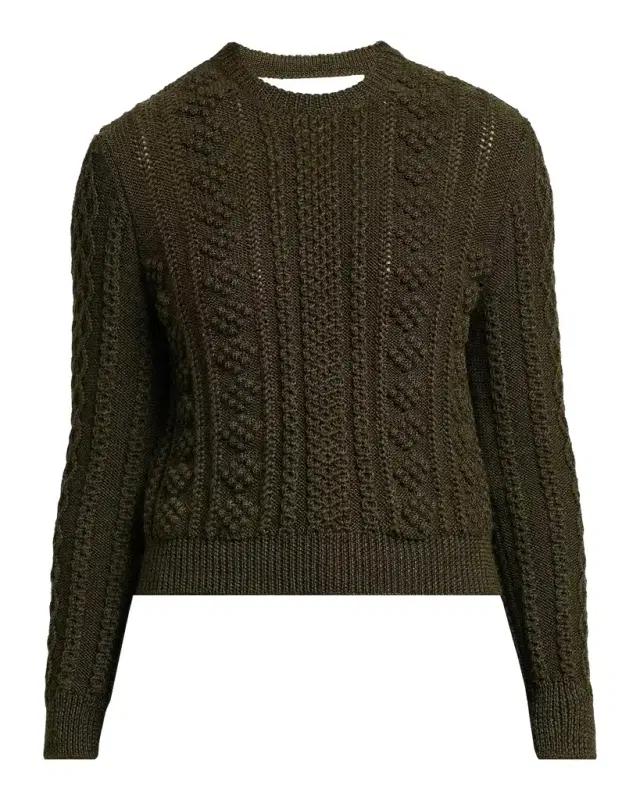 Jil Sander Textured Wool Back-Cutout Crewneck Sweater