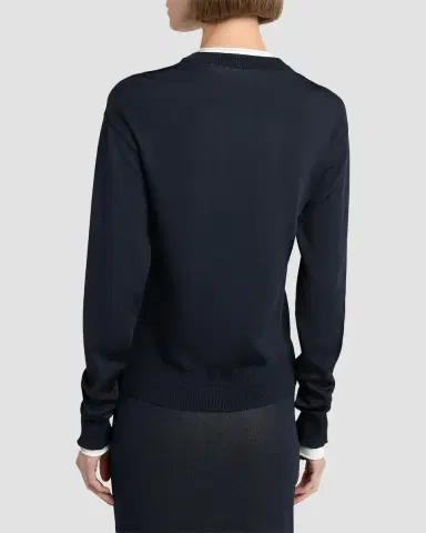 Bottega Veneta Silk Double Knit Crewneck Cardigan | Thumbnail 2
