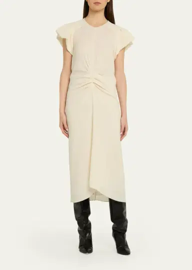 Isabel Marant Terena Gathered Waist Midi Dress | Thumbnail 2