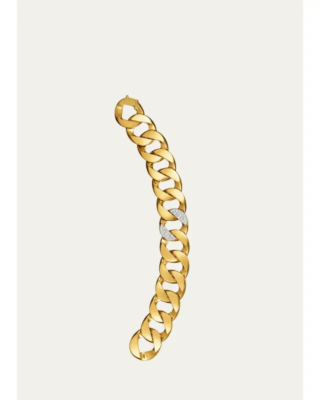VERDURA 18K Yellow Gold Diamond Curb-Link Bracelet