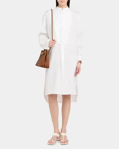 Bottega Veneta Tuxedo-Bib Cotton Poplin Shirtdress | Thumbnail 2 Bottega Veneta Tuxedo-Bib Cotton Poplin Shirtdress | Thumbnail 2