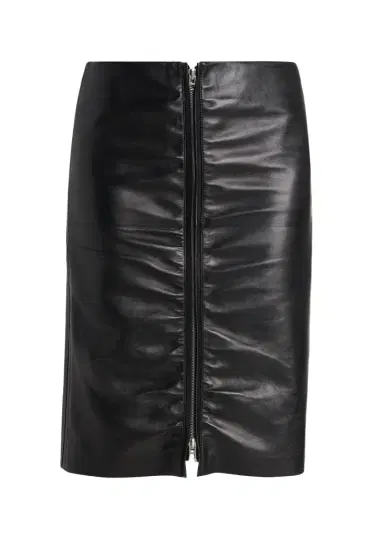 Tom Ford Ruched Leather Zip-Front Skirt | Thumbnail 1