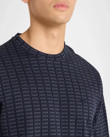 Emporio Armani Men's Micro-Rectangle Jacquard Crewneck T-Shirt | Thumbnail 5