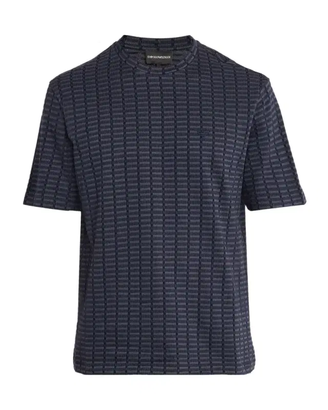 Emporio Armani Men's Micro-Rectangle Jacquard Crewneck T-Shirt