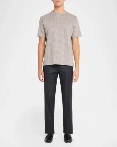 Emporio Armani Men's Micro-Rectangle Jacquard Crewneck T-Shirt | Thumbnail 2