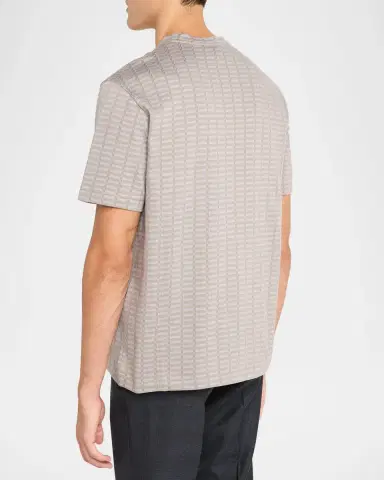 Emporio Armani Men's Micro-Rectangle Jacquard Crewneck T-Shirt | Thumbnail 3