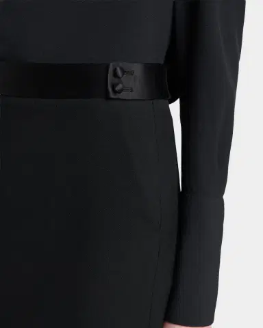 Tom Ford Satin-Trim Wool High-Low Slit Skirt | Thumbnail 5