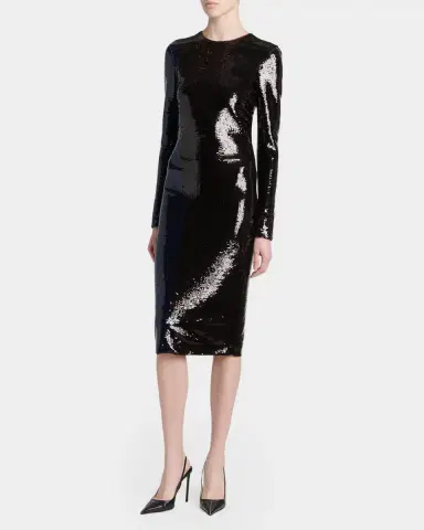 Tom Ford Sequined Long-Sleeve Midi Dress | Thumbnail 4