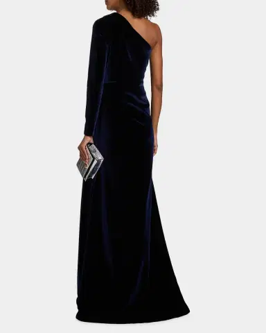 PAMELLA ROLAND Velvet One-Shoulder Cut-Out Gown | Thumbnail 3