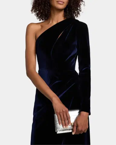 PAMELLA ROLAND Velvet One-Shoulder Cut-Out Gown | Thumbnail 5