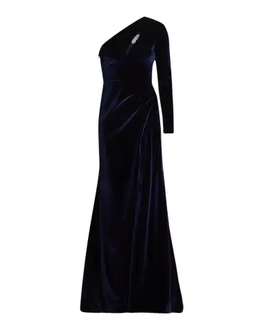 PAMELLA ROLAND Velvet One-Shoulder Cut-Out Gown | Thumbnail 1