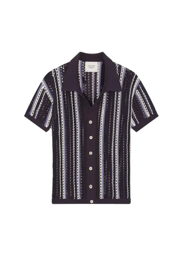 Frescobol Carioca Men's Striped Short-Sleeve Crochet Cardigan
