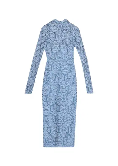 Lela Rose Chenille Lace Long-Sleeve Midi Dress | Thumbnail 1