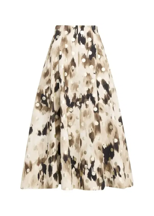 Lela Rose Ikat Metallic Polka-Dot Print Midi Skirt